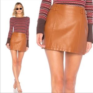 NWOT FREE PEOPLE Brownish Orange Vegan Leather Mini Skirt